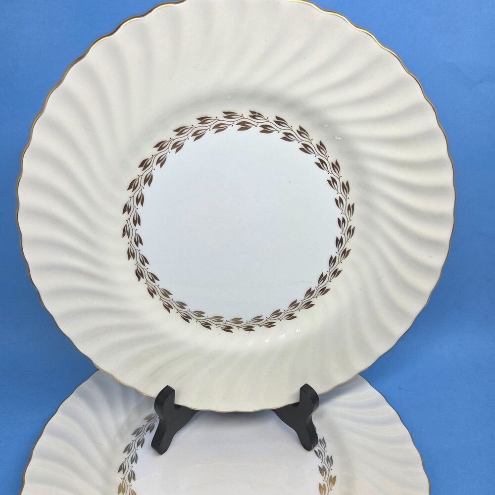 Minton Cheviot Gold Laurel Wreath Set Of 3 Unused 10 1/2" Dinner Plates